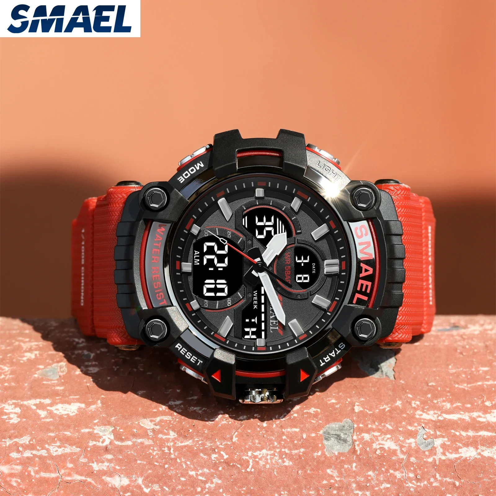 SMAEL Tactical Watch Male Student Sports Dual Display Digital Waterproof Glow Men\'s Watch 8079