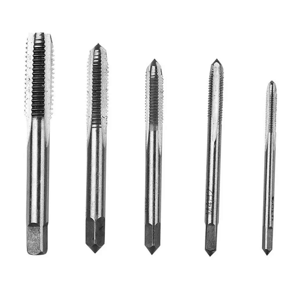 5PCS/Set HSS M3 M4 M5 M6 M8 Machine Spiral Point Straight Fluted Screw Thread Metric Plug Hand Tap Drill Set Hand Tools