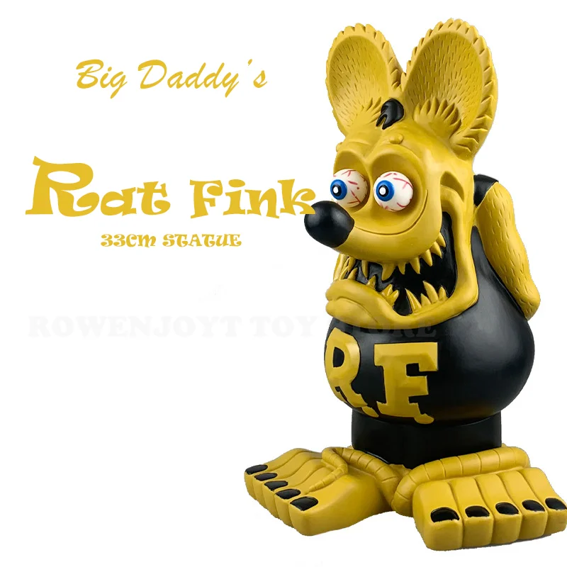 

Rat Fink 33cm Yellow black Vinyl Big Model Doll Ornament Premium Edition RF Crazy Mouse Large Statue Gift Toy Collection Figure