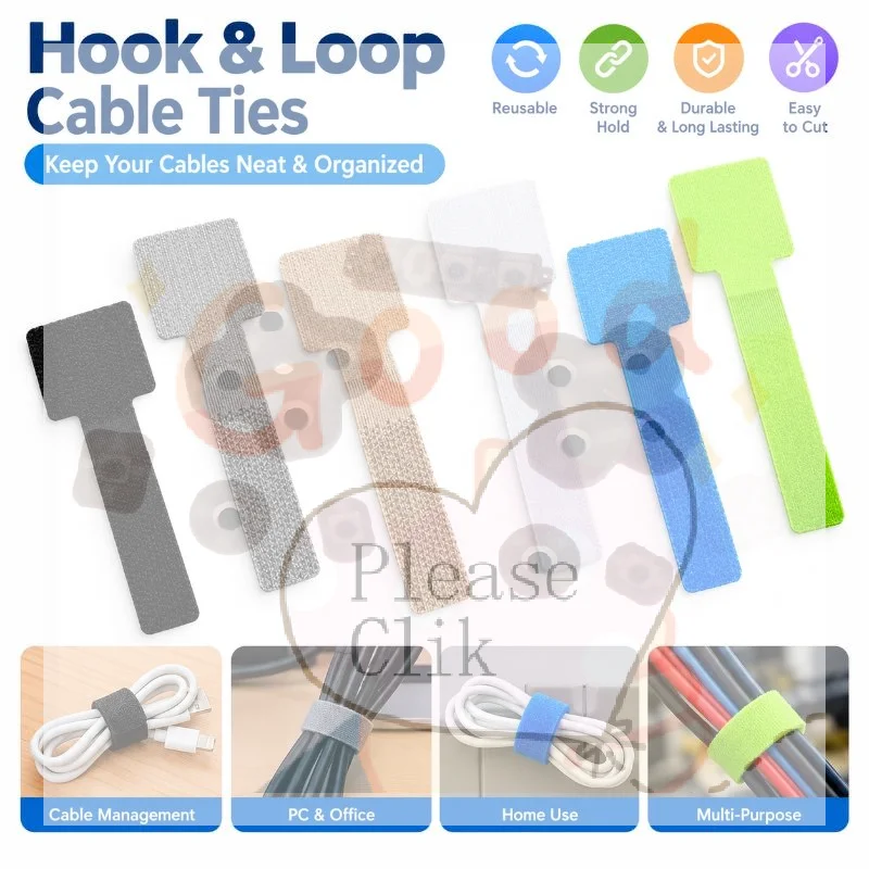 【HG】10/30/50Pcs Ties Fastening Wire Reusable Cable Organizer Cord Rope Holder Self Adhesive Adjustable  Straps Desk Ma