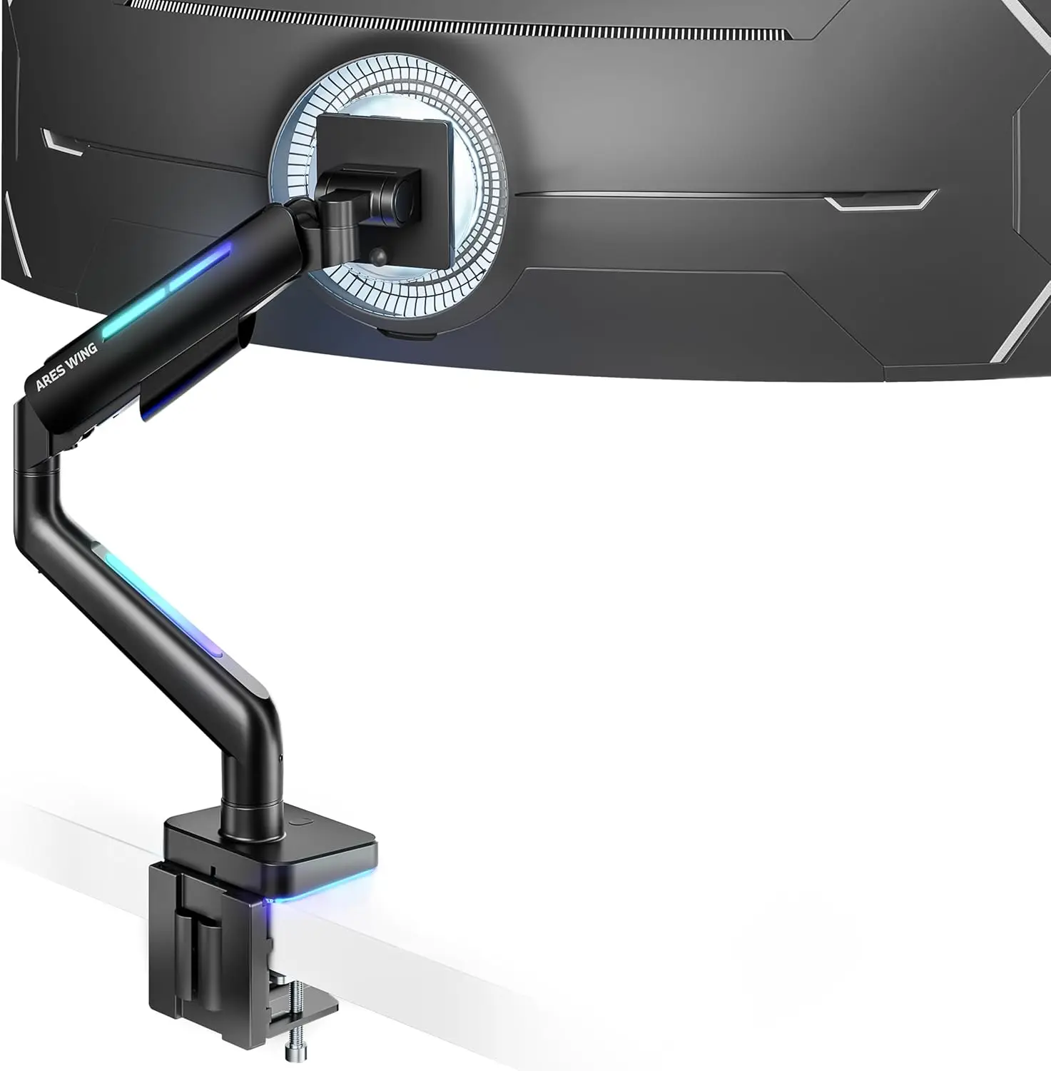 

Ultrawide Heavy Duty Gas Spring Monitor Arm for 17-49'' Screens up to 44lbs, Adjustable Gaming Desk Mount with RGB Light, Black