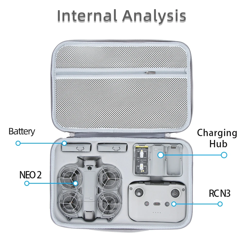 Carrying Case, Compact Storage Fly More Combo Case, Portable Travel Protective Shoulder Bag for DJI Neo 2 Drone Accessories