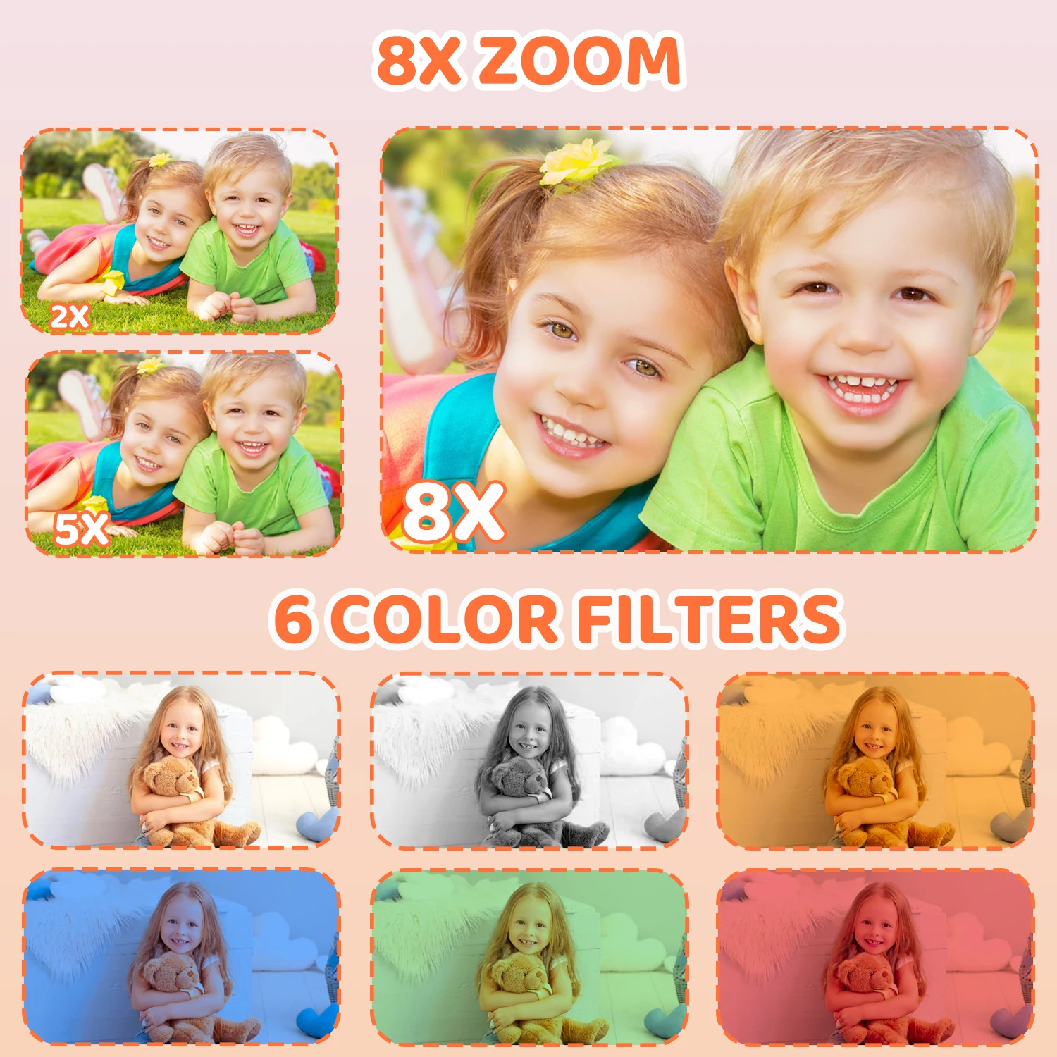 48MP digitale camera voor kinderen met printfunctie 1080P HD Instant Camera Kerstcadeaus Verjaardagsspeelgoed voor meisjes Jongens van 3-12 jaar
