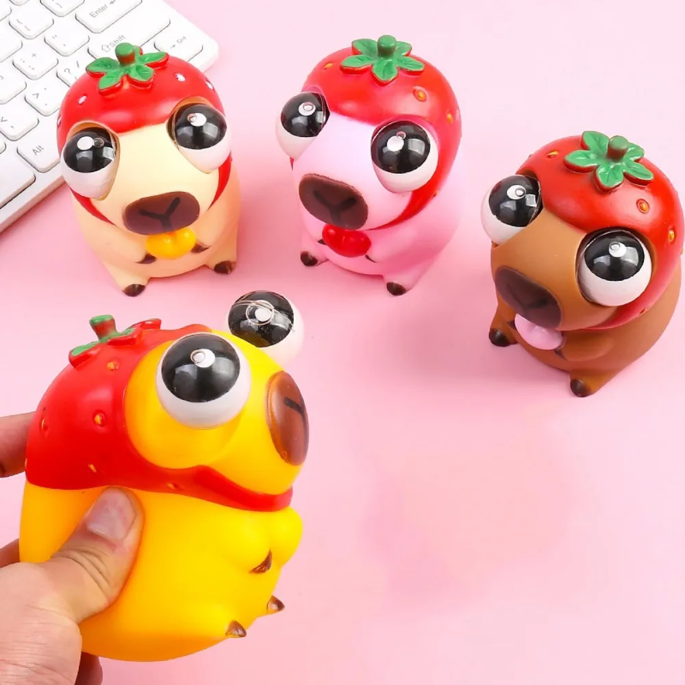 Jouet Capybara à œil éclaté de dessin animé, nouveauté amusante, poupée à pincer à gros globe oculaire, mignon et créatif, balle à presser