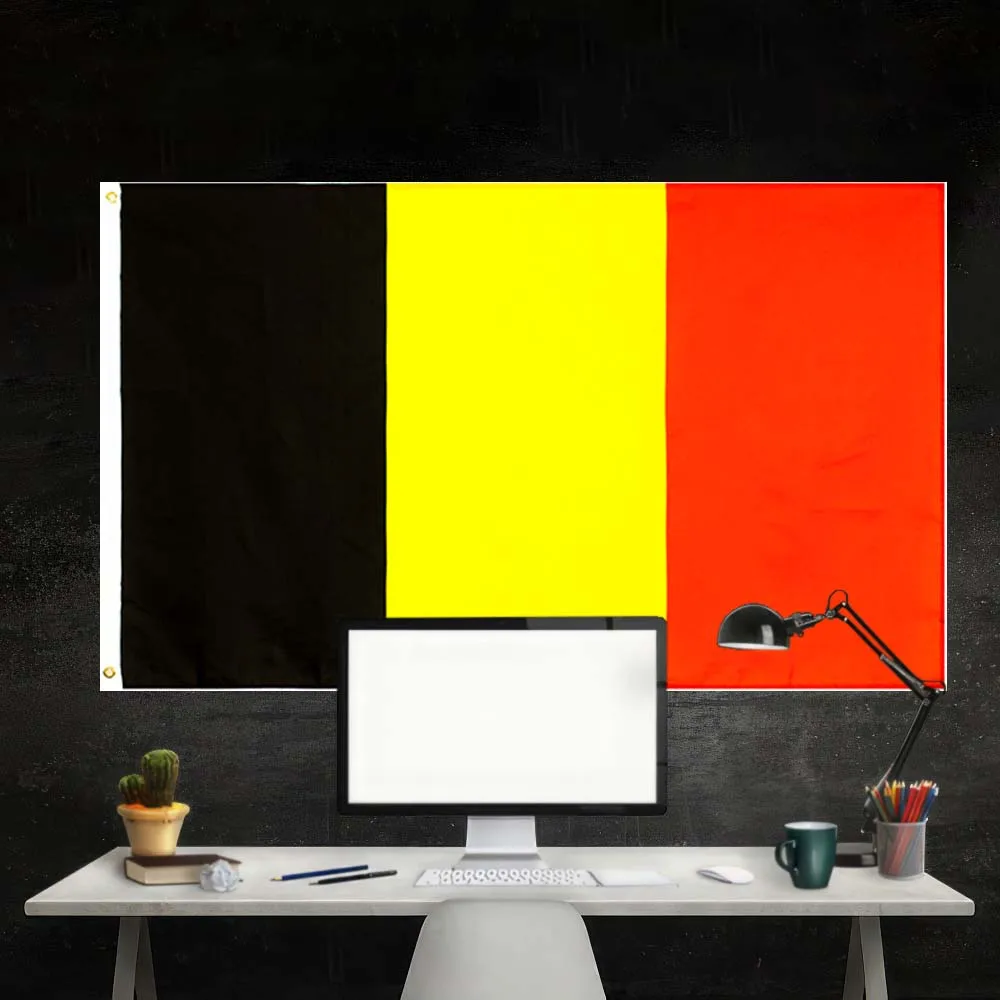 FLAGap 3x5FT Flag of Belgium consisting of three equal vertical stripes - black, yellow and red with 2 buckles