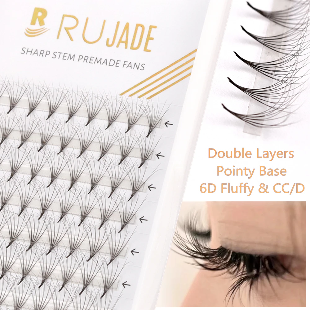 

RUJADE 6D Fluffy Double Layers Premade Fans Single&Mix9-16 Messy Russian Volume False Eyelash Extension Bloom Flowering Lash