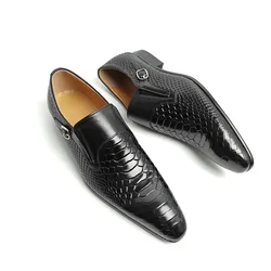 Fashion Trendy Leather Men Shoes Luxury Black Loafers Monk Style Handmade Casual Business For Males Sapatos Formais Masculinos
