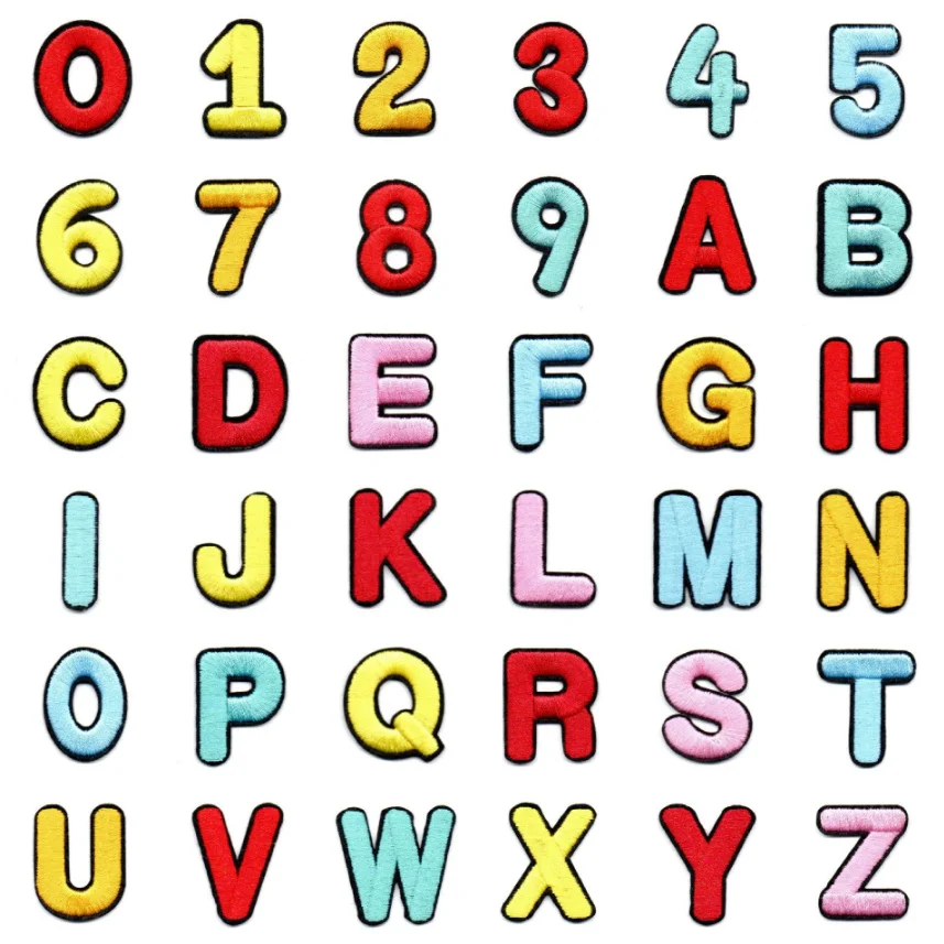 10 Pcs Alphabet Letters Numbers Embroidered Patches Clothing Hat Bag Shoe Repair Material Phone Gift Box Decor DIY Accessory