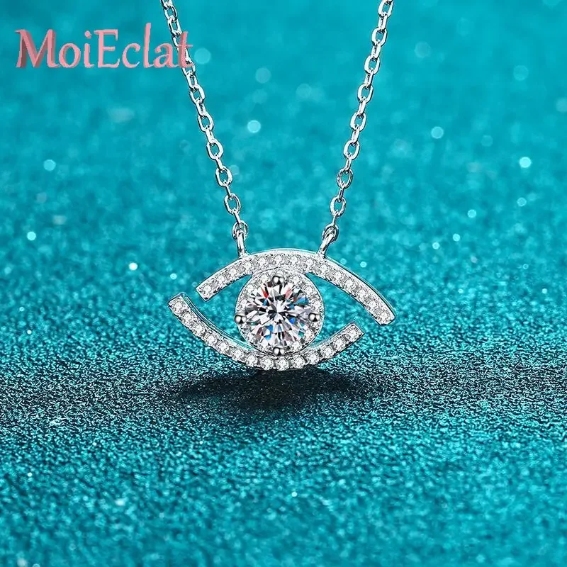 

Unique 0.5ct Moissanite Evil-eyes Pendant for Women, Brilliant Platinum PT950 Delicate Chic Design Necklaces Jewelry Collection