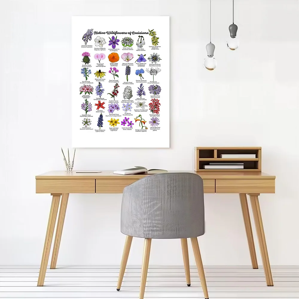 Native Wildflowers of Louisiana Printed Canvas Poster Custom Pictures Wall Art Canvas Painting for Luxury Decoration Wand Deko