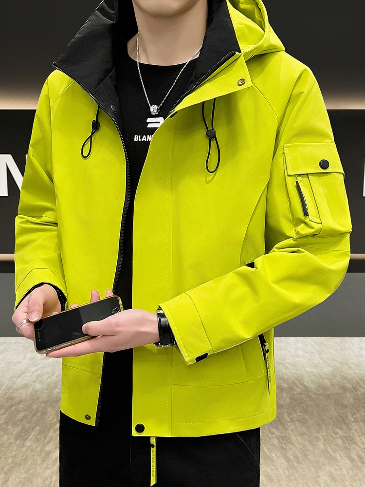 2025 New Men's Jacket Casual Fashionable Hooded All-Match Stylish Spring Autumn Standard Fit Youth Travel Modern Style Coat