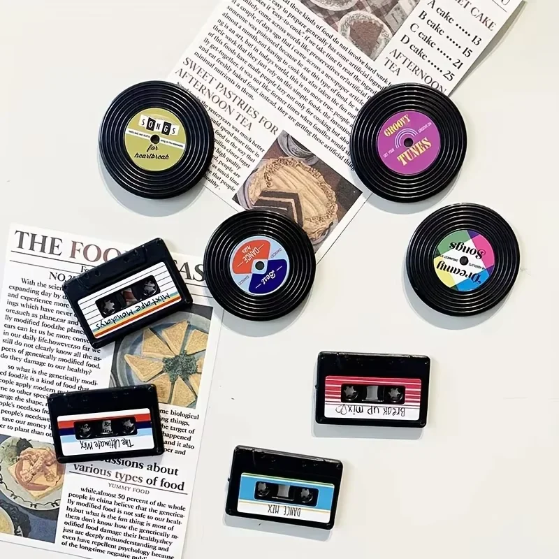 Vintage Cassette Tape & Record Fridge Magnets, Retro Home Refrigerator Decor, Office Desktop Ornament, Perfect Easter Gift
