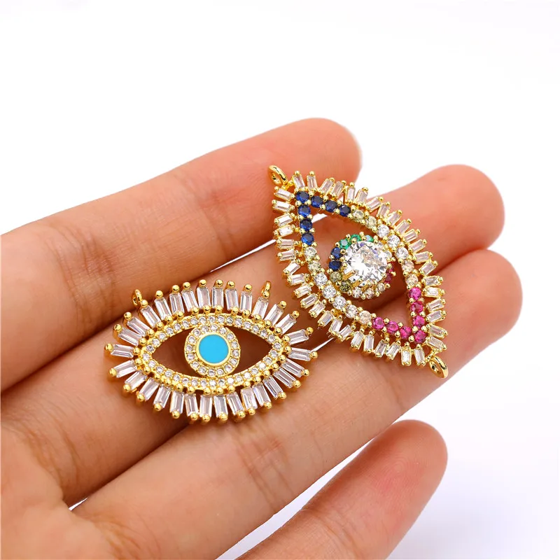 JUYA Jewelry Making Supplies Evil Eyes Connectors CZ Charms Abalone Sheel Connector DIY Bracelet Necklace Hand Made Accessories