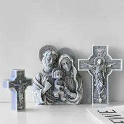Jesus Cross Aroma Candle Silicone Mould Jesus Portraits Halloween Cross Plaster Moulds