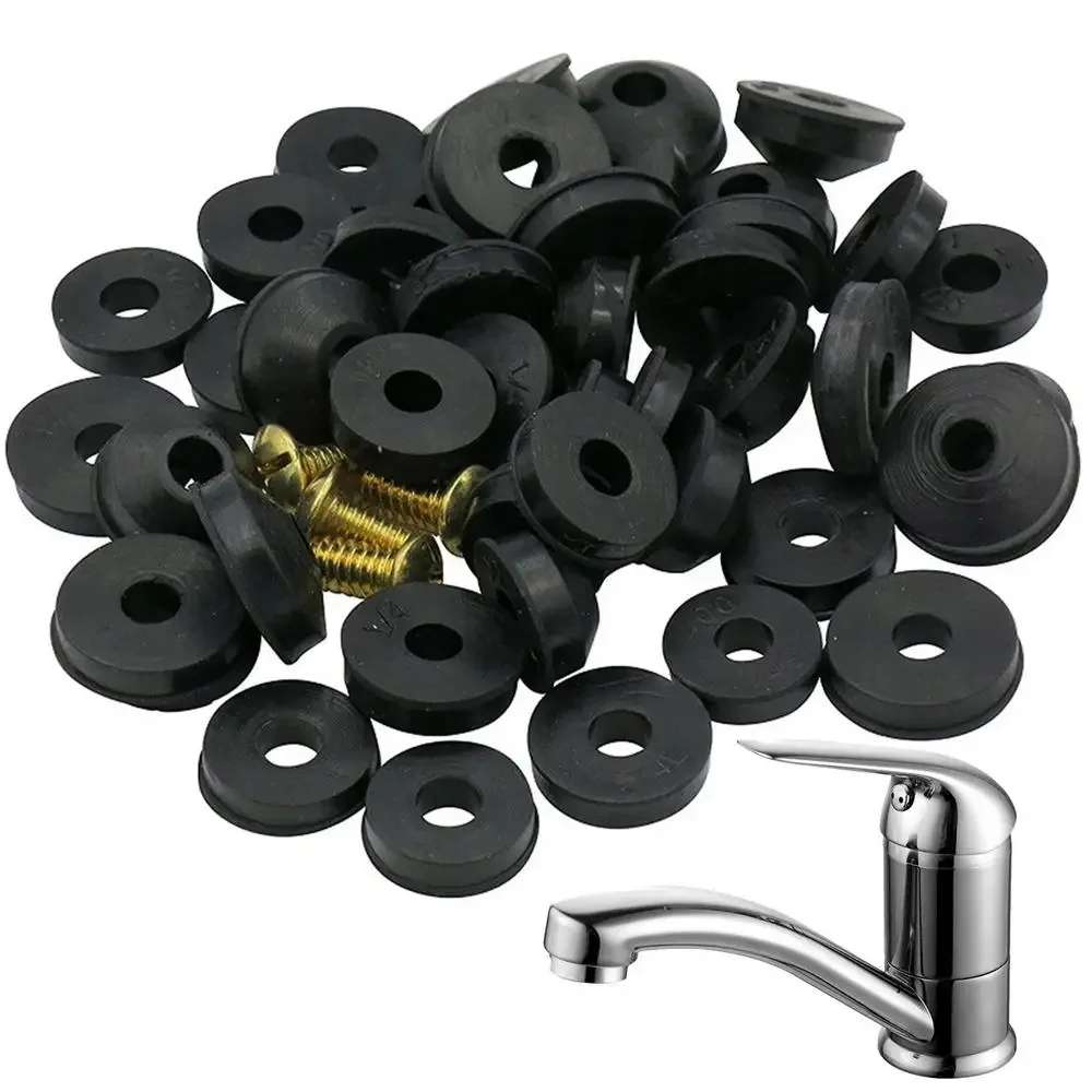 58Pcs Faucet Sealing Washers Set Beveled Faucet Washers and Brass Bibb Screws Accessory Bathtub Faucet Repair Kits for Home