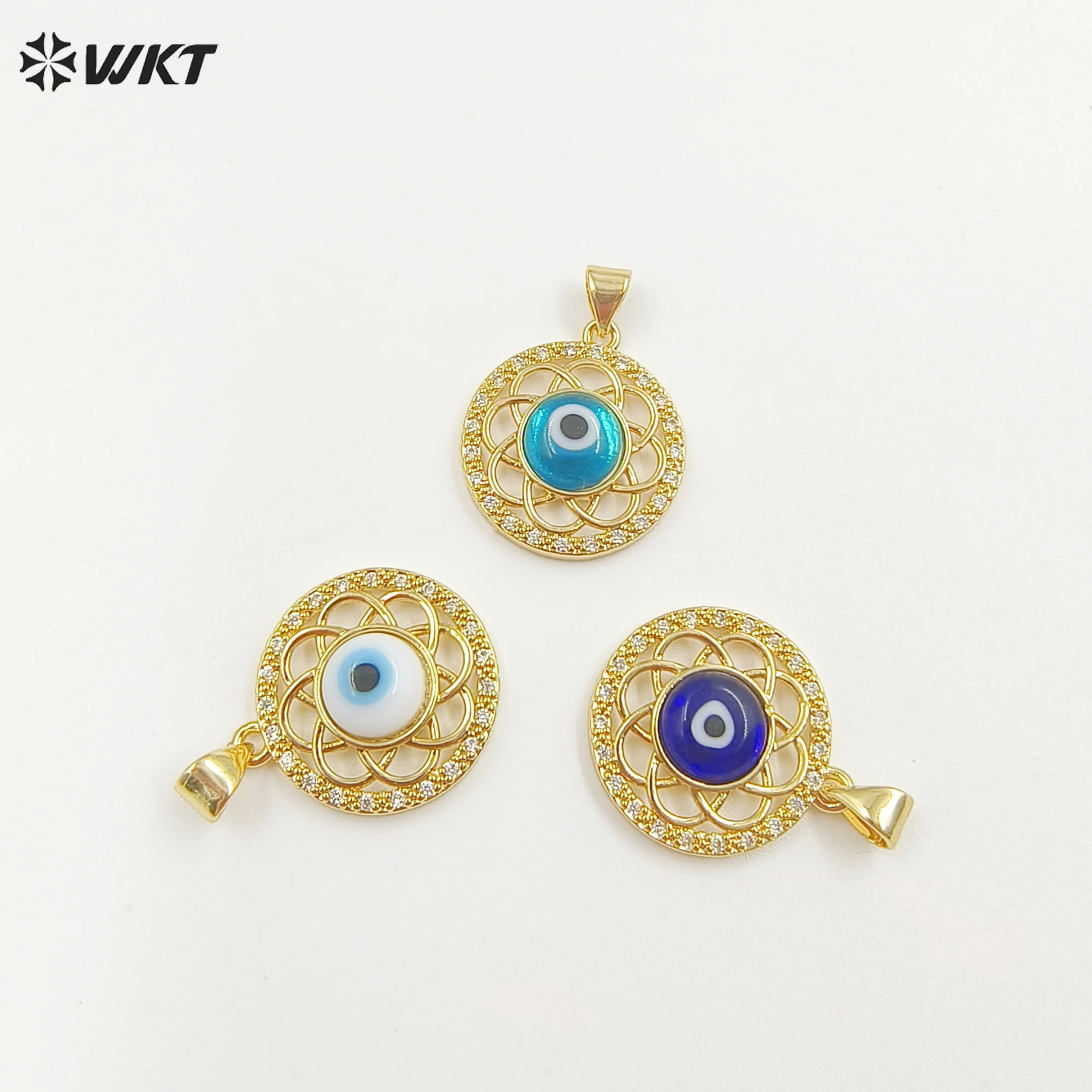 

WT-MP286 оптовая продажа, ожерелье с подвеской для аксессуаров для рукоделия, милые и уникальные глаза дьявола, цветочный кружевной узор, полый дизайн, подвески