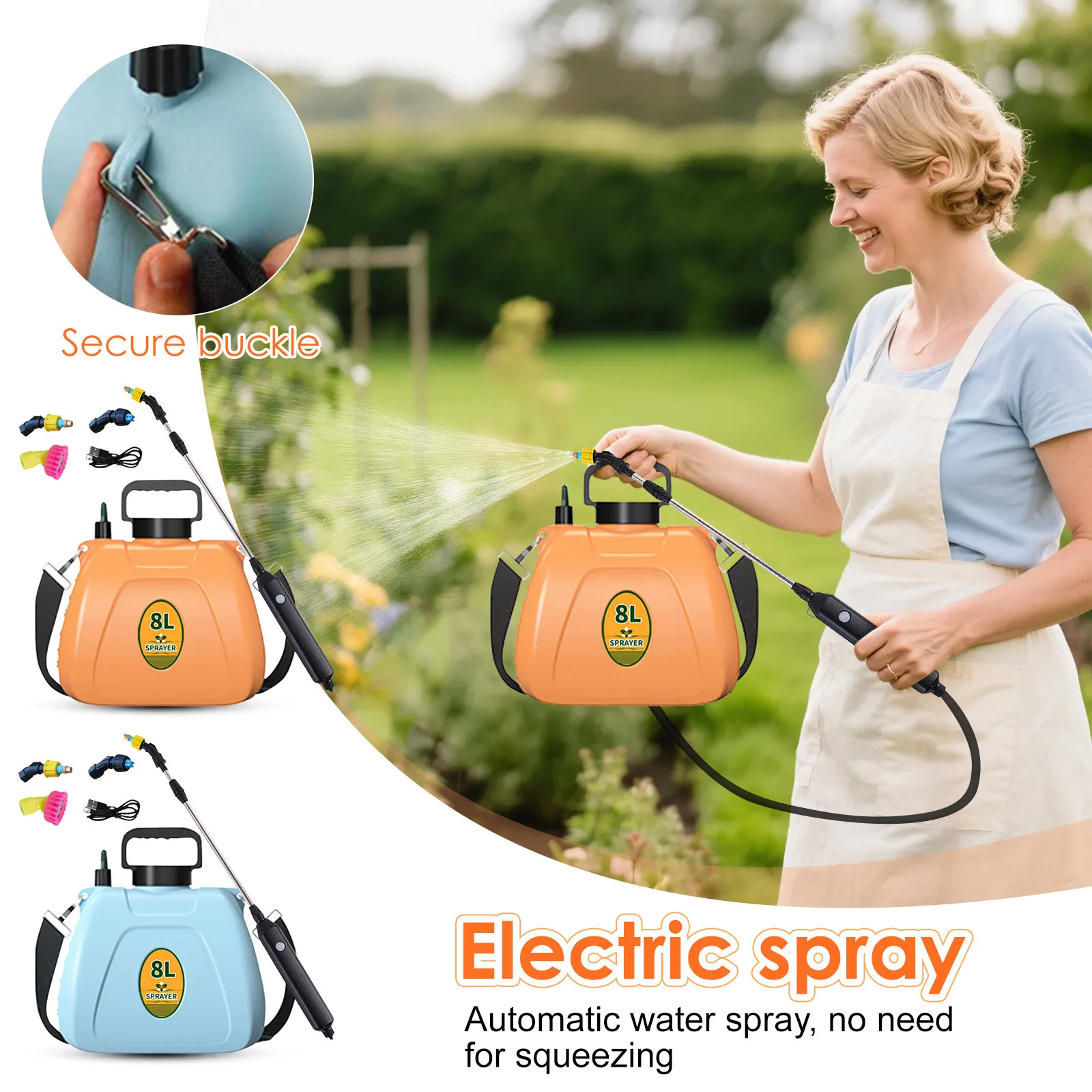 

Small Electric Knapsack Garden Sprayer,Weeding Yard Sprayer With 3 Spray Nozzles And Retractable Pole And Adjustable Strap