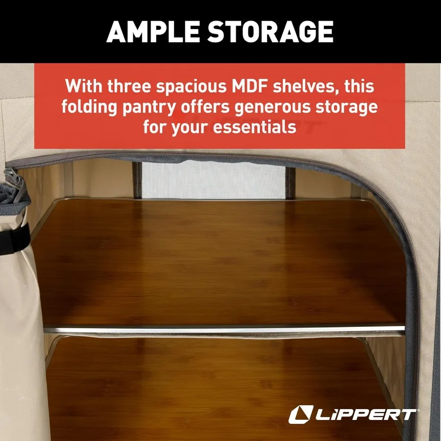 مخزن التخييم القابل للطي في الهواء الطلق مع ثلاثة أرفف تخزين لإعداد المطبخ المحمول دائم 600D نسيج البوليستر PowderC #5