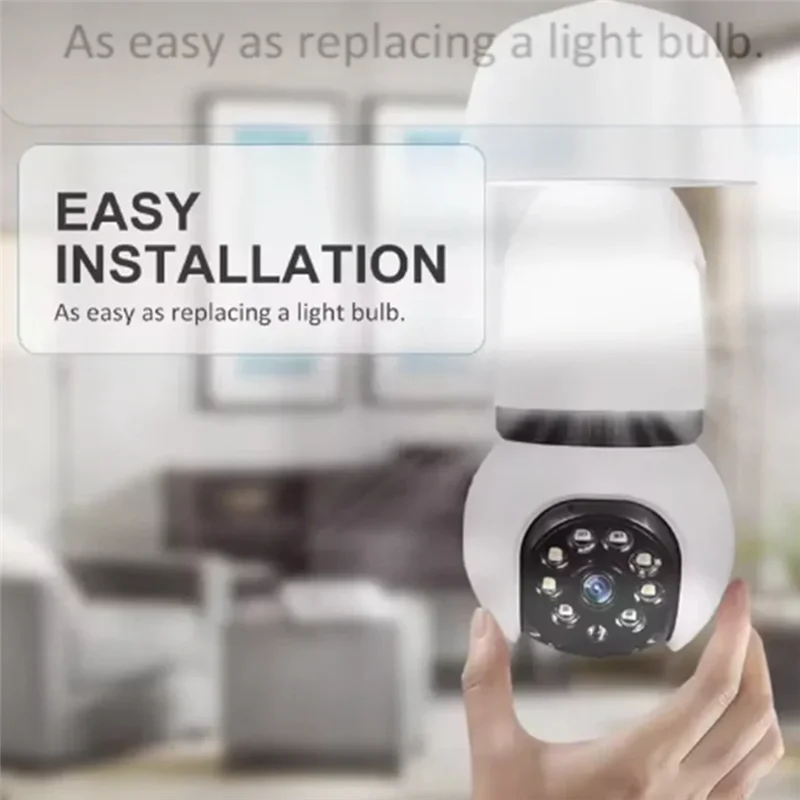 A29F-Lamp Bulb Wifi Camera 8MP 32G Memory Card Smart IP Surveillance Two-Way Audio Color Night Vision 360 Degree AI Tracking