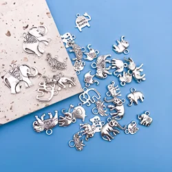 30pcs/Set Zinc Alloy Antique Silvery Elephant Shaped Charms Pendants for DIY Necklace Bracelet Earrings Jewelry Making Handmade