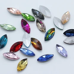 30p 3x6mm Horse eye pointed foiled back faceted crystal glass rhinestones Nail Art Decor necklace ring earring repair Gemstones