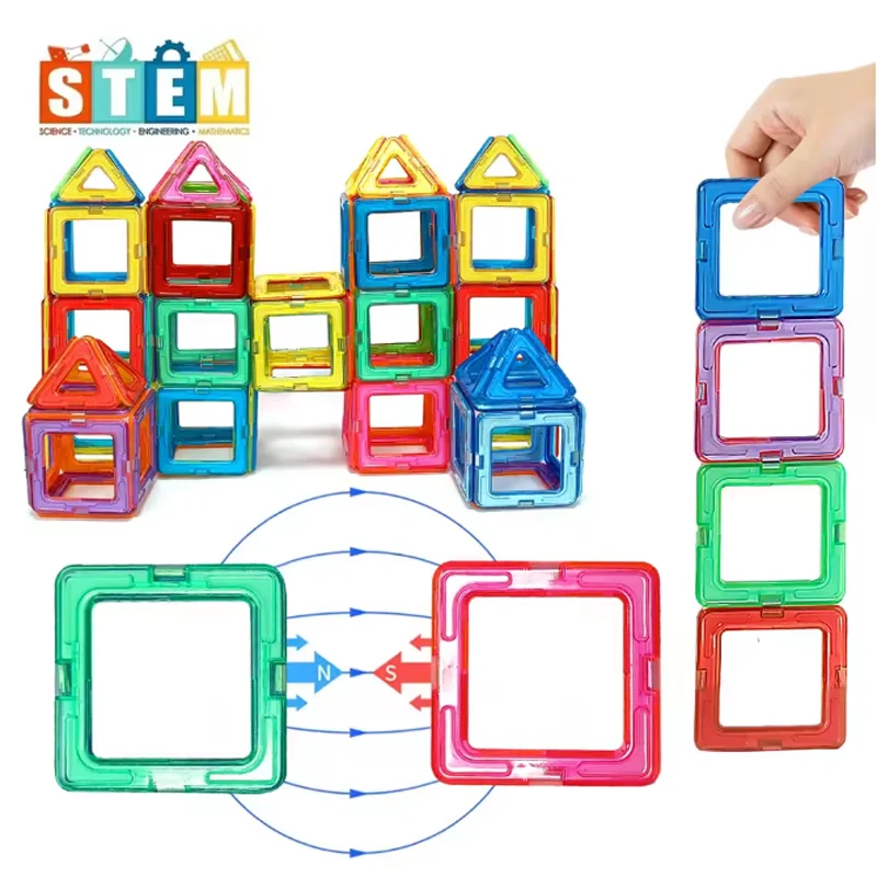 Blocos de construção magnéticos diy ímãs brinquedos tamanho médio haste brinquedos de construção aprendizagem brinquedos magnéticos educativos