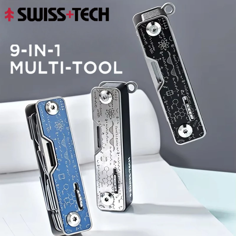SWISS TECH 9 In 1 Multitools Pocket Tourist Knife Folding Scissors Portable EDC Cutter Tools Outdoor Survive Hiking Camping Gear