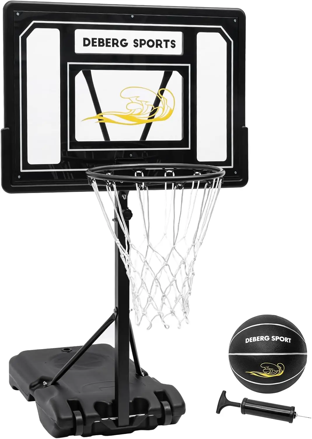 

Adjustable Height Portable Pool Basketball Hoop With Shatterproof Backboard Stainless Steel Rim Bracket Ball Air Pump
