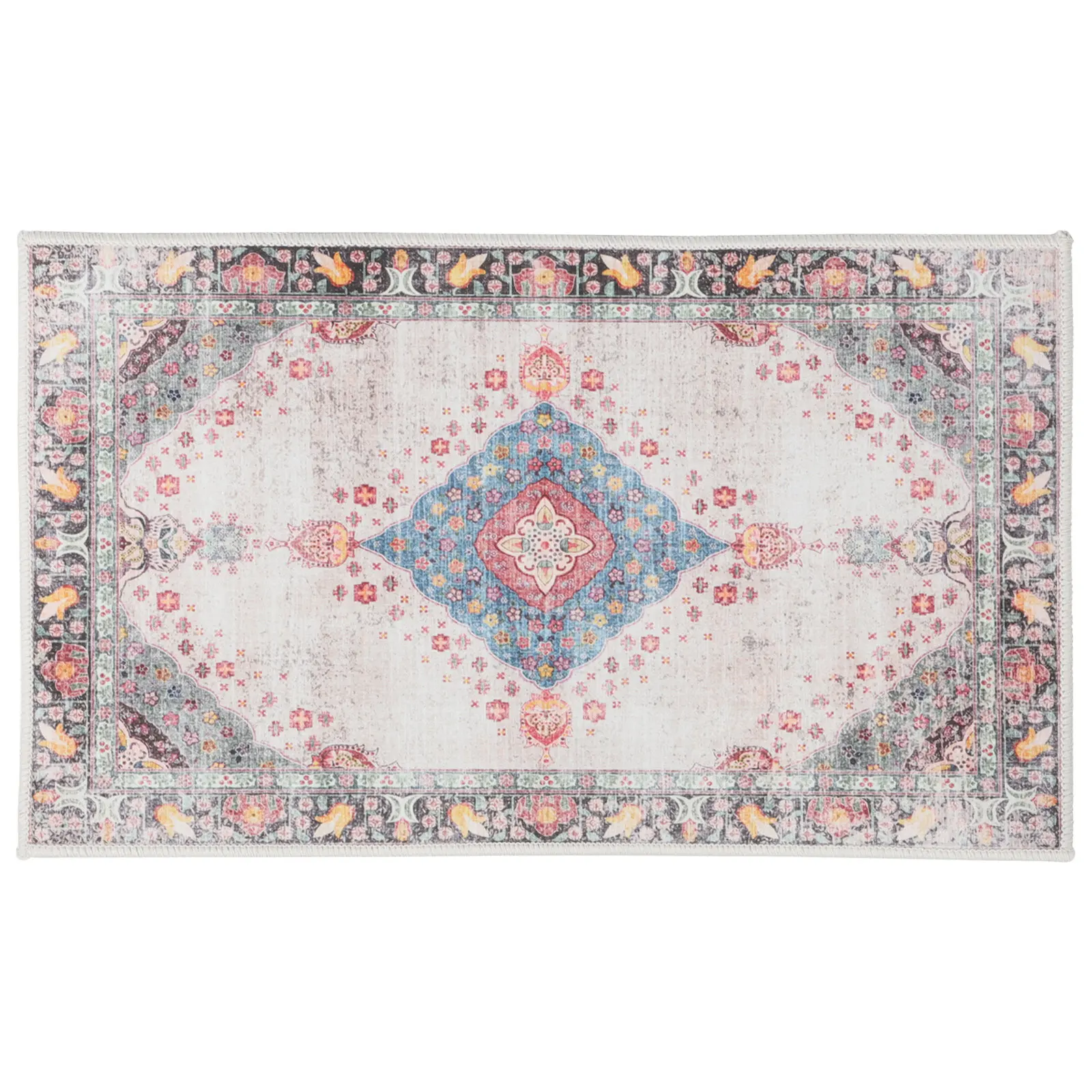 

Retro Bohemian Style Floor Mat for Home Living Bedroom Area Rugs Polyester Fiber Lint Free Machine Washable