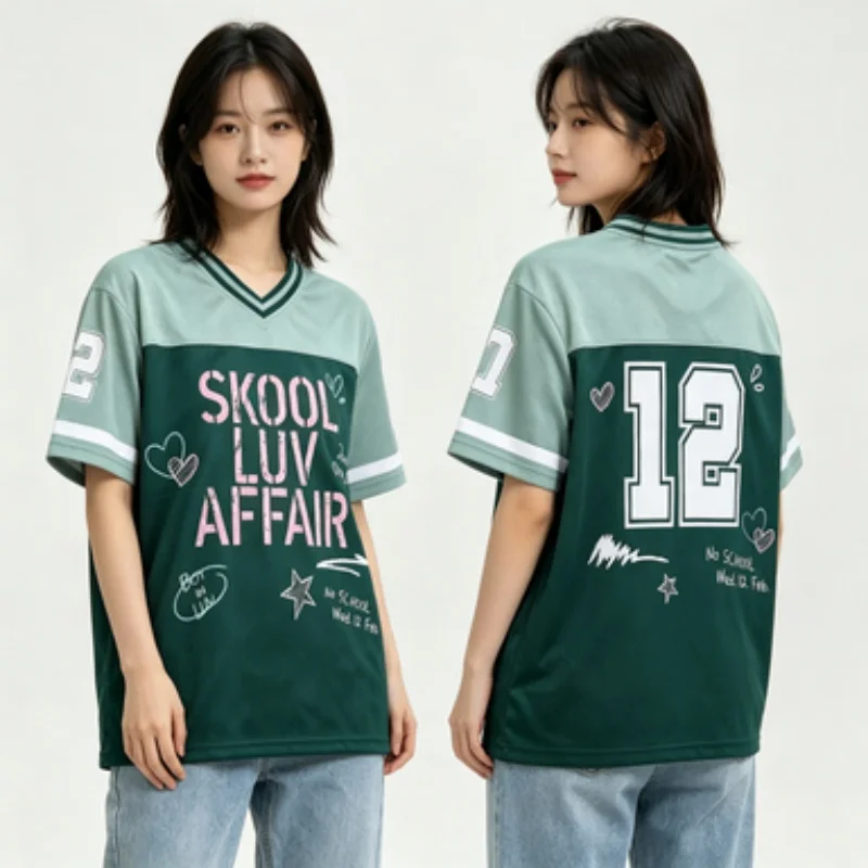2026 Neues Unisex Kpop Group Skool Luv Affair Fußballtrikot T-Shirt Atmungsaktives Mesh Kurzarm Casual Streetwear Kpop Fans Tee – Detail 3