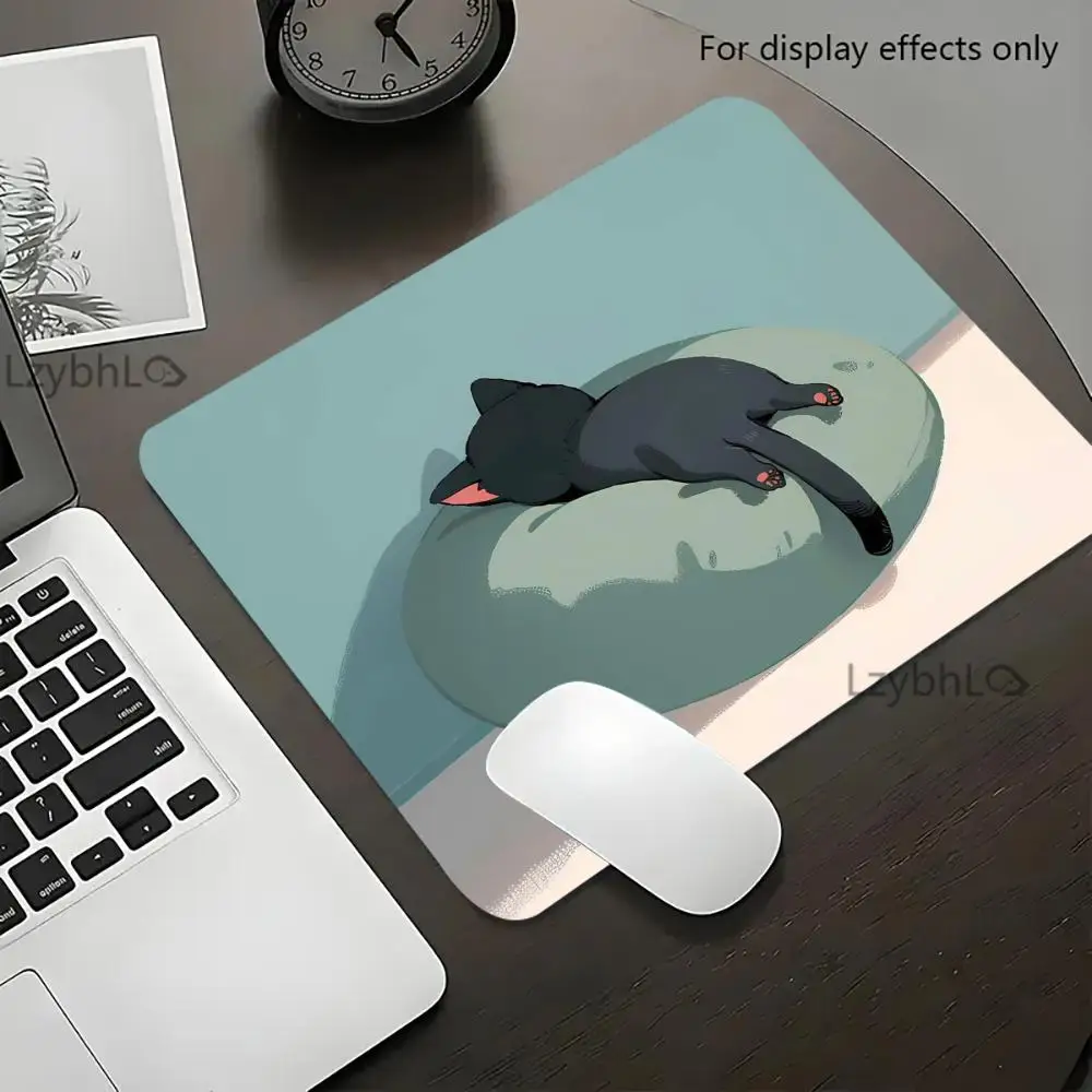 

Коврик для мыши с изображением милого черного кота, 40x45 см, большой квадратный коврик для компьютера, офиса, игр, резиновый противоскользящий коврик для мыши, небольшой декоративный коврик для стола