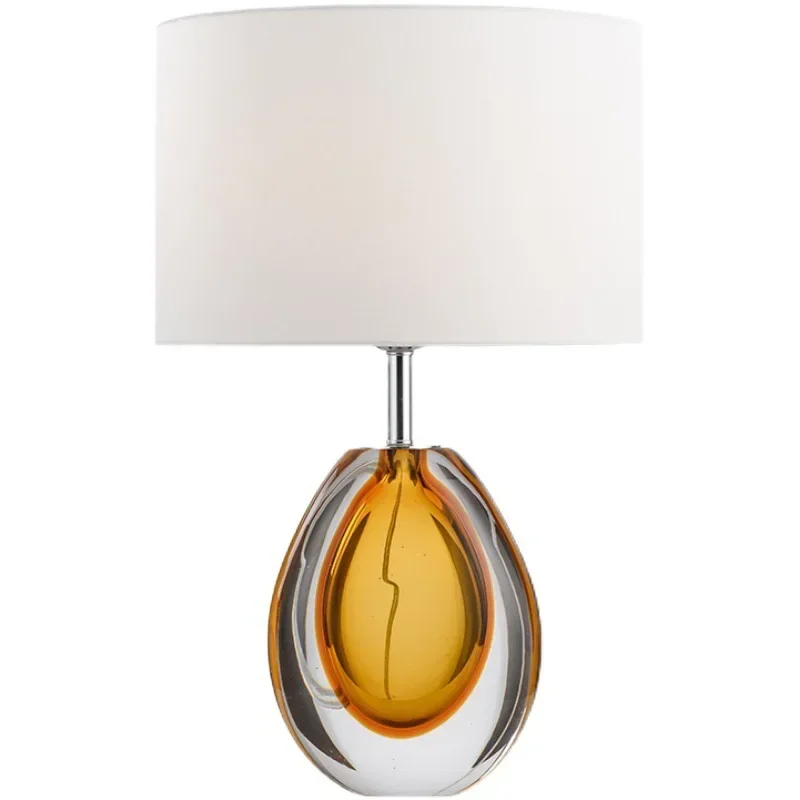 

New Chinese classical light luxury glass table lamp, postmodern, bedroom creative table lamp
