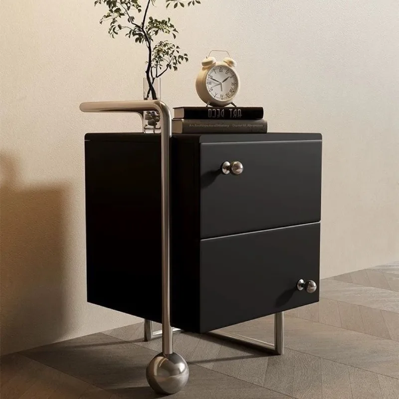 Second-hand Bedside Table Modern Black Simple Bedroom Stainless Steel Storage Minimalist Storage Cabinet Multilayer Board