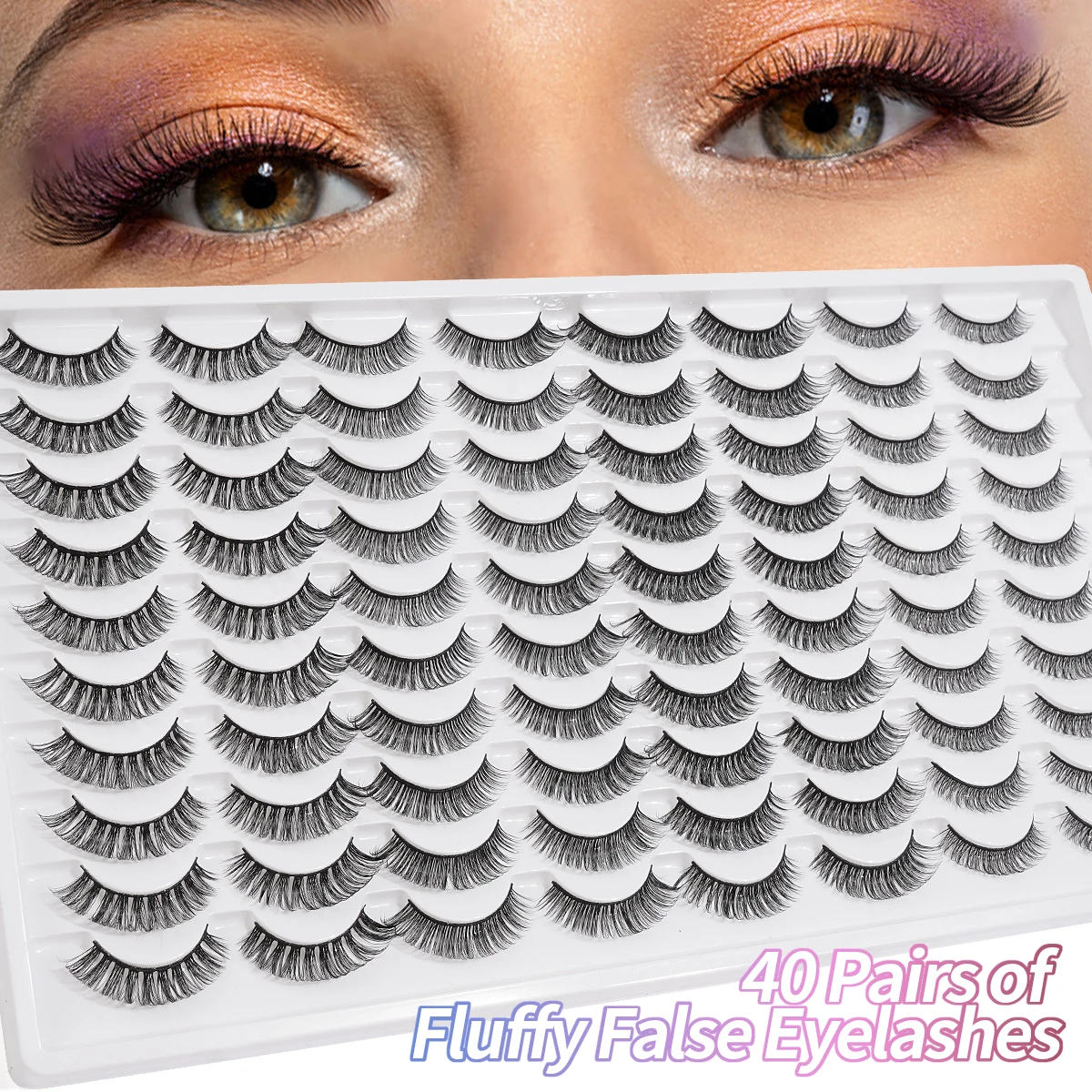 

MAGEFY 40 Pairs False Eyelashes DIY Multiple Styles Mixed Curling Fluffy False Eyelashes Essential for Daily Party Female Beauty