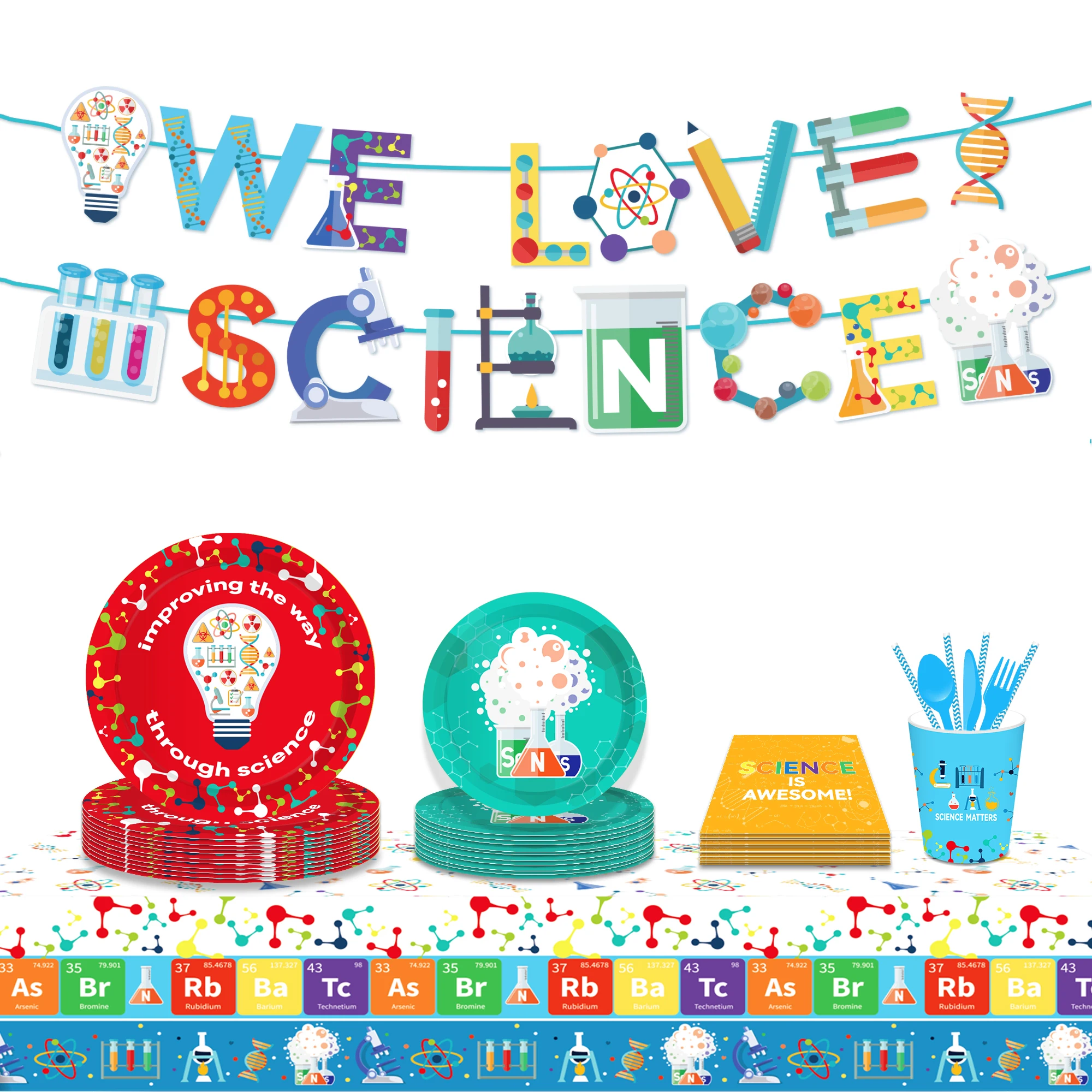 130*220cm Scientist Chemical Birthday Party Disposable Tablecloth Science DNA Camping Mat Table Cover Baby Shower Party Decor