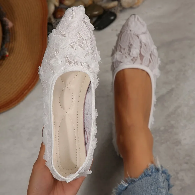 Plus Size 43 Women Fashion Ballet Flats Breathable Laces Square Toe Spring Summer Flat Shoes for Female Daily Walking Loafers