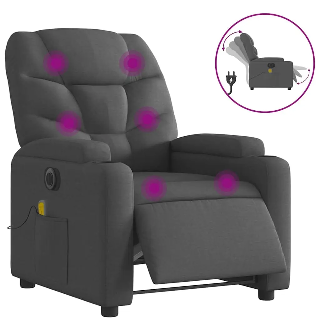 Electric Massage Recliner Chair, Power Reclining Armchair with 6-Point Vibration Massage, Adjustable Footrest and