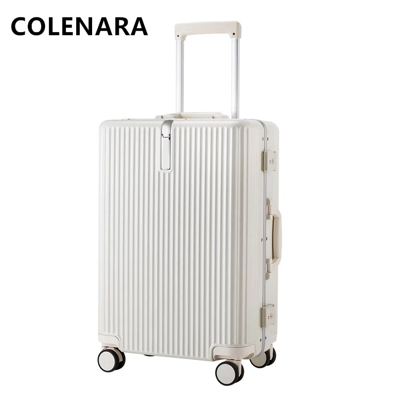 COLENARA Cabin Suitcase 18"20"22"24"26 Inch PC Trolley Case Aluminum Frame Boarding Box Strong and Durable with Wheels Luggage