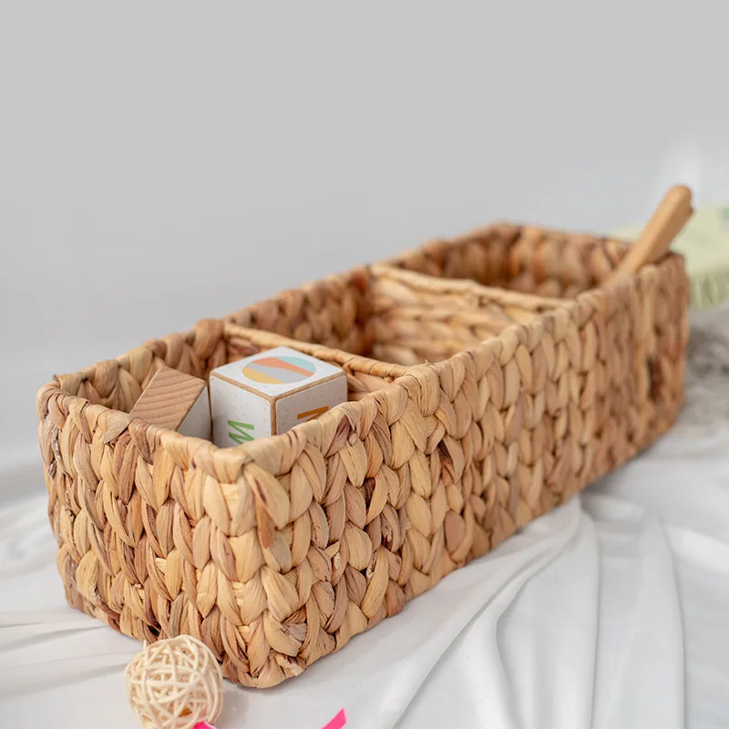 Handmade Woven Three Compartment Storage Basket Desktop Storage Basket Storage Basket Gourd Grass Rattan Woven Storage Basket