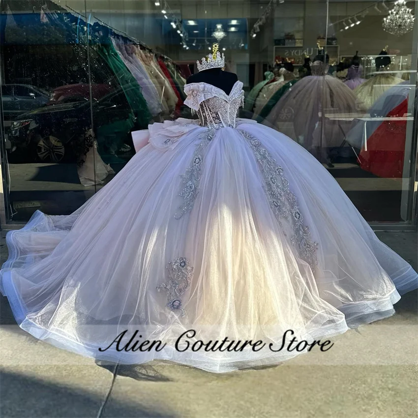 Poinrobe de Quinceanera rose avec appliques de perles, corset en cristal, robe de soirée pour fête d'anniversaire, robe éducative, Sweet 16, 15 ans