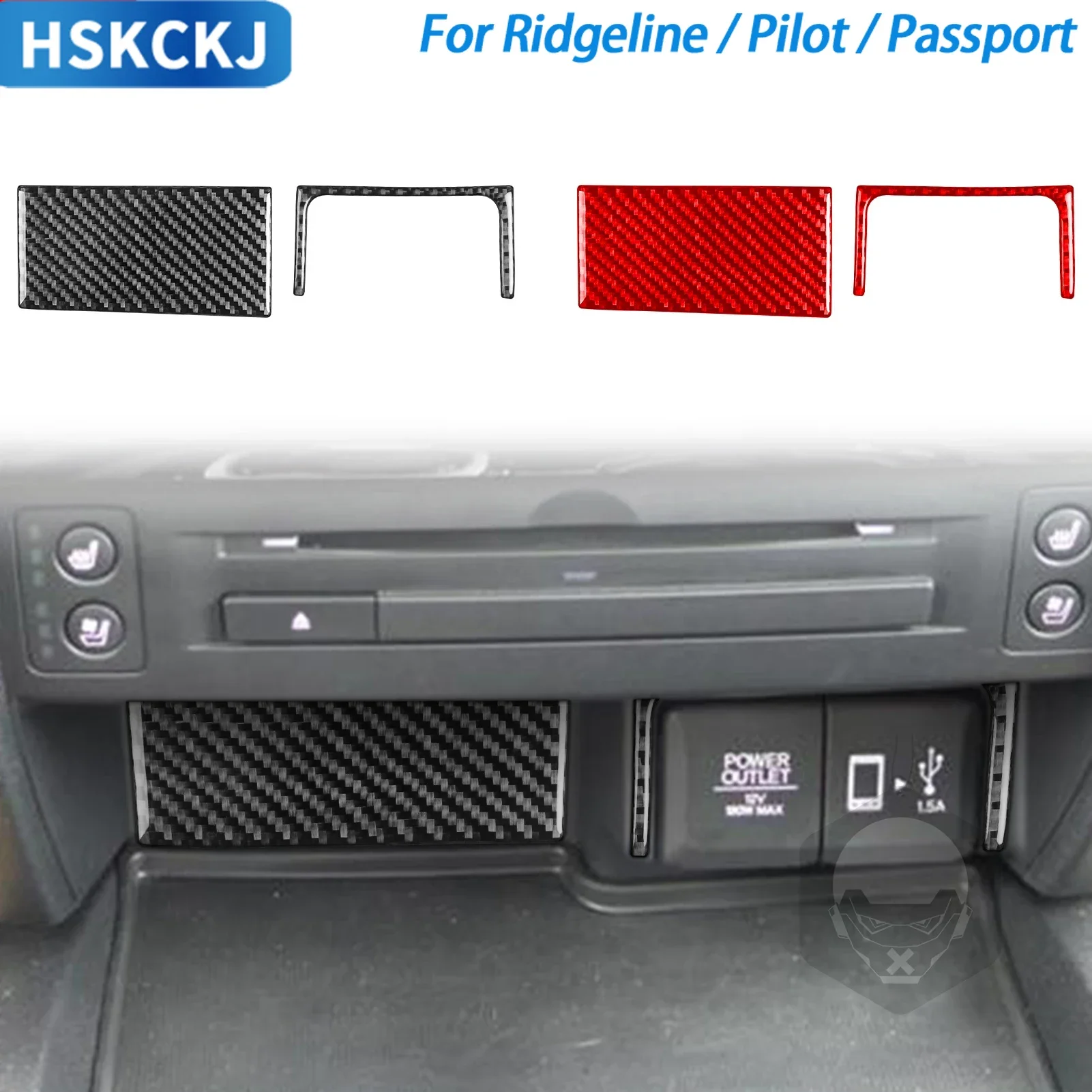 

For Honda Ridgeline Pilot Passport Car Accessories Carbon Fiber Central Console USB Charger Panel Cover Trim Modified Sticker