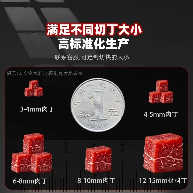 Commerciële bevroren vlees dobbelstenen machine 3D dobbelstenen machine vlees granulator centrifugaal vlees cutter bamboescheuten dobbelstenen machine