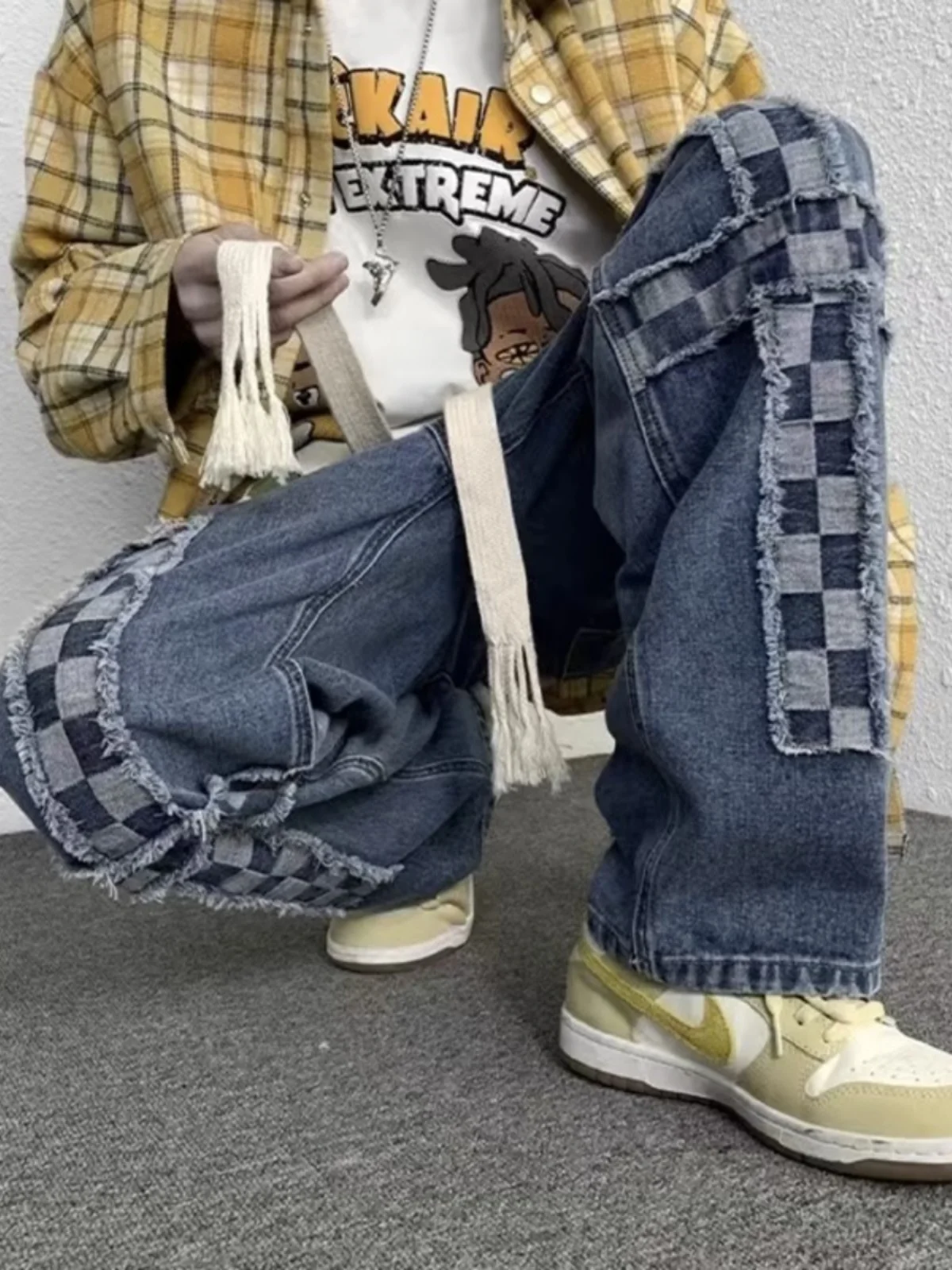 Lose Herren-Jeans mit geradem Bein, hohe Taille, Retro-Stil, Freizeithose für Übergröße 300, Pou, Herbst und Winter, neue Straße