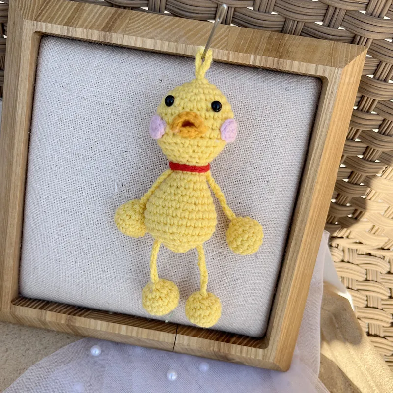 Handmade Knitted Frog Doll Ornament Home Decoration DIY Wool Crochet Rabbit Duck Hanging Pendant Room Decor Christams Party Gift