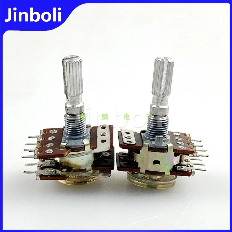 2PCS 16-type 8Pins Double A50K With Equal Sound tap, step-by-step Audio Amplifier Volume potentiometer, Shaft Length 25MM