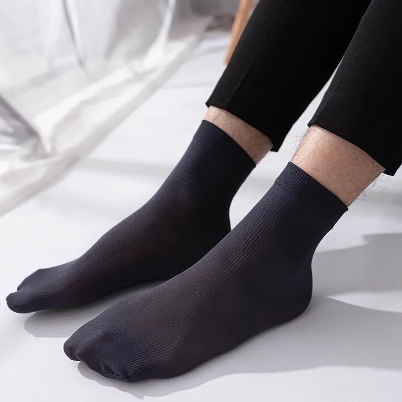 30 paia di calzini trasparenti da uomo calzini estivi in seta traspirante sport calzini lunghi ultrasottili business casual caviglia solida Sox Meias