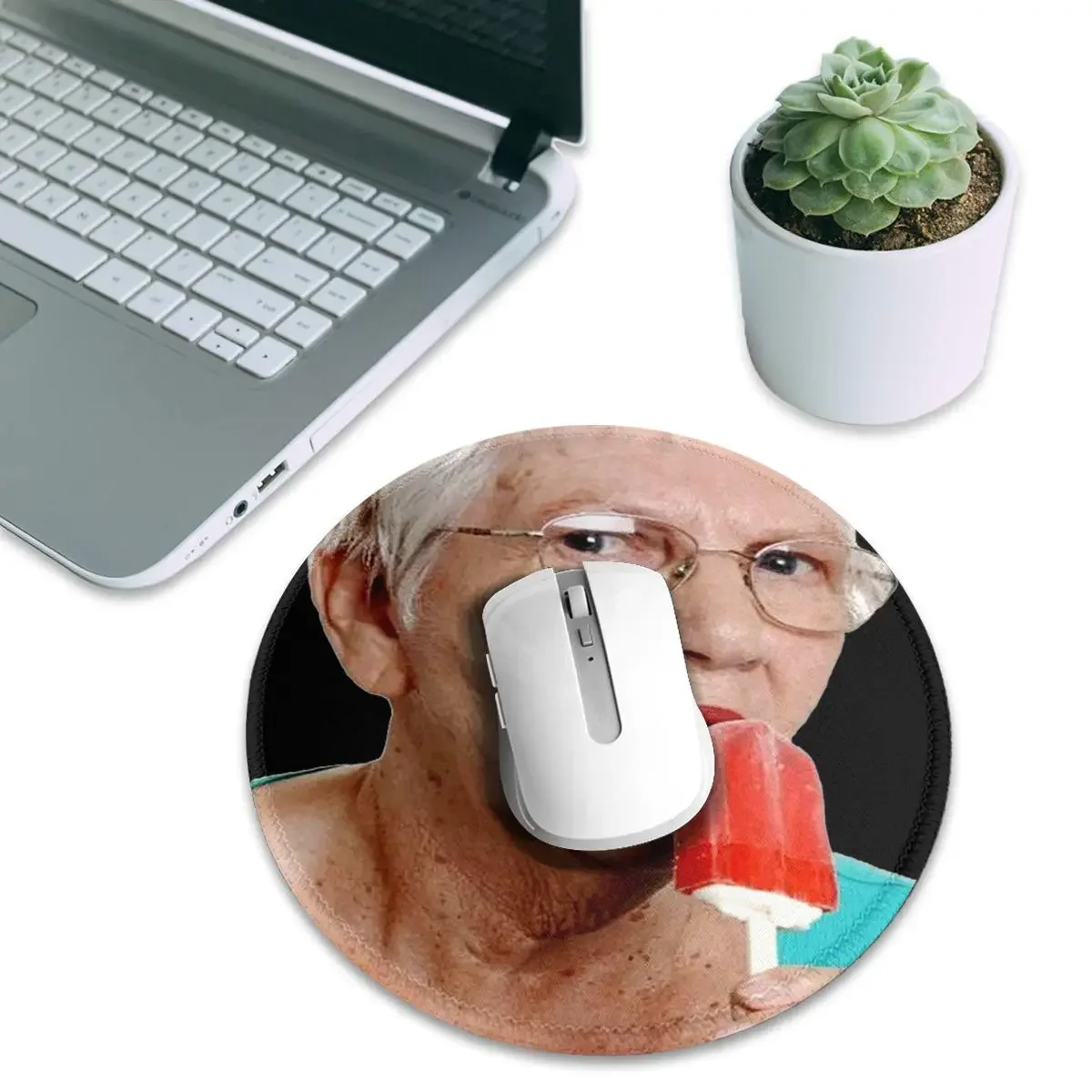 Grandma Granny Ice Cream T Shirt Round Mouse Pad Computer Keyboard Mouse Mat Gaming Laptop Desk Mat Office Accessories TableMats