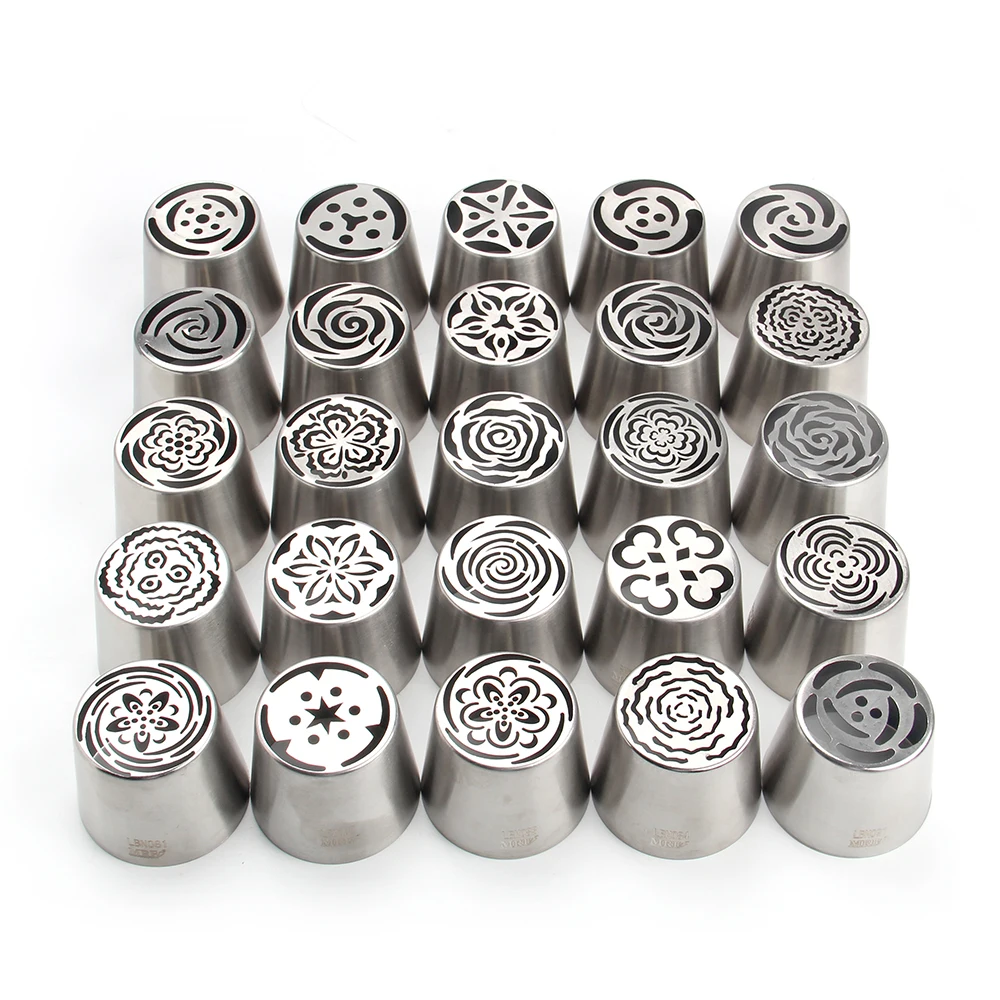 MRF 25 PCS Stainless Steel XXL Russian Flower Icing Tips Set,Marshmallow Tulips Piping Nozzles Set HBLBNOSET5