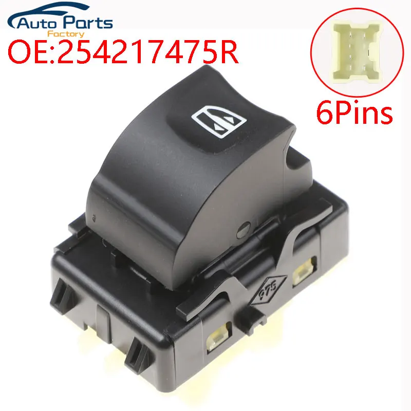 Novo Carro Energia Elétrica Interruptor Da Janela Único Botão Para Renault Captur Sandero Dacia Logan Lodgy Duster Box 254217475R 254218614R
