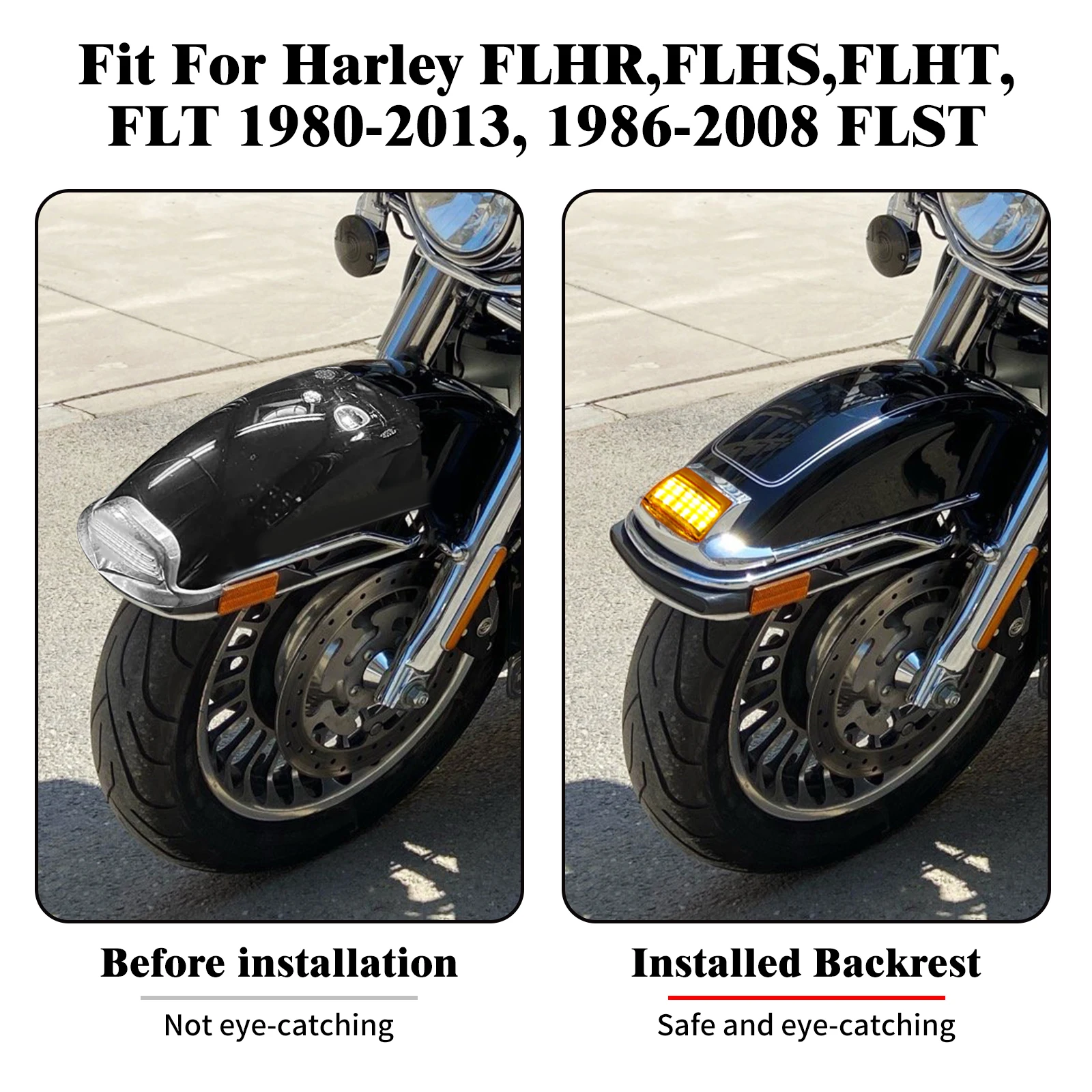 Motorcycle Front Rear Fender Tip LED Light Edge Lamp Smoke Amber Red For Harley Touring Road King Electra Glide Heritage Softail view 4